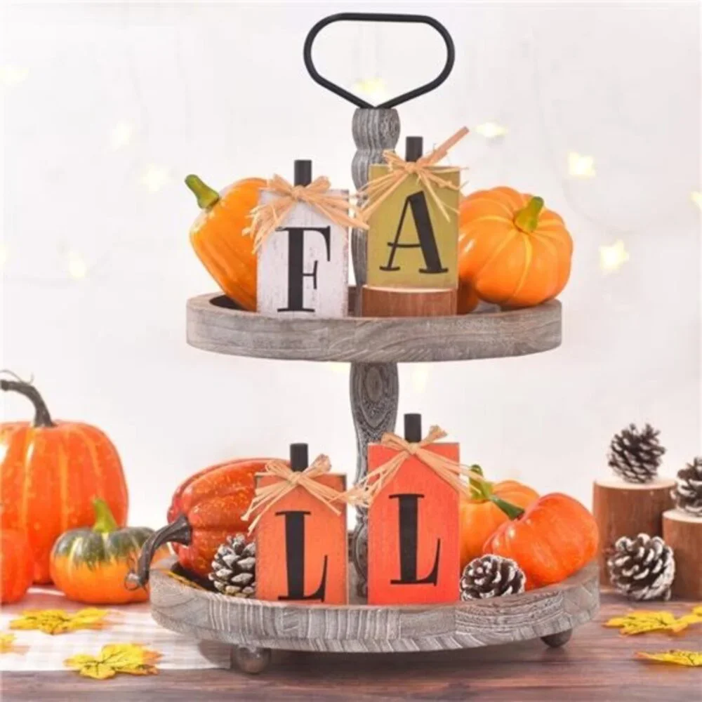 Fall Decorations for Home, 4 Pcs Rustic Farmhouse‎ Home Table Autumn Decor Signs